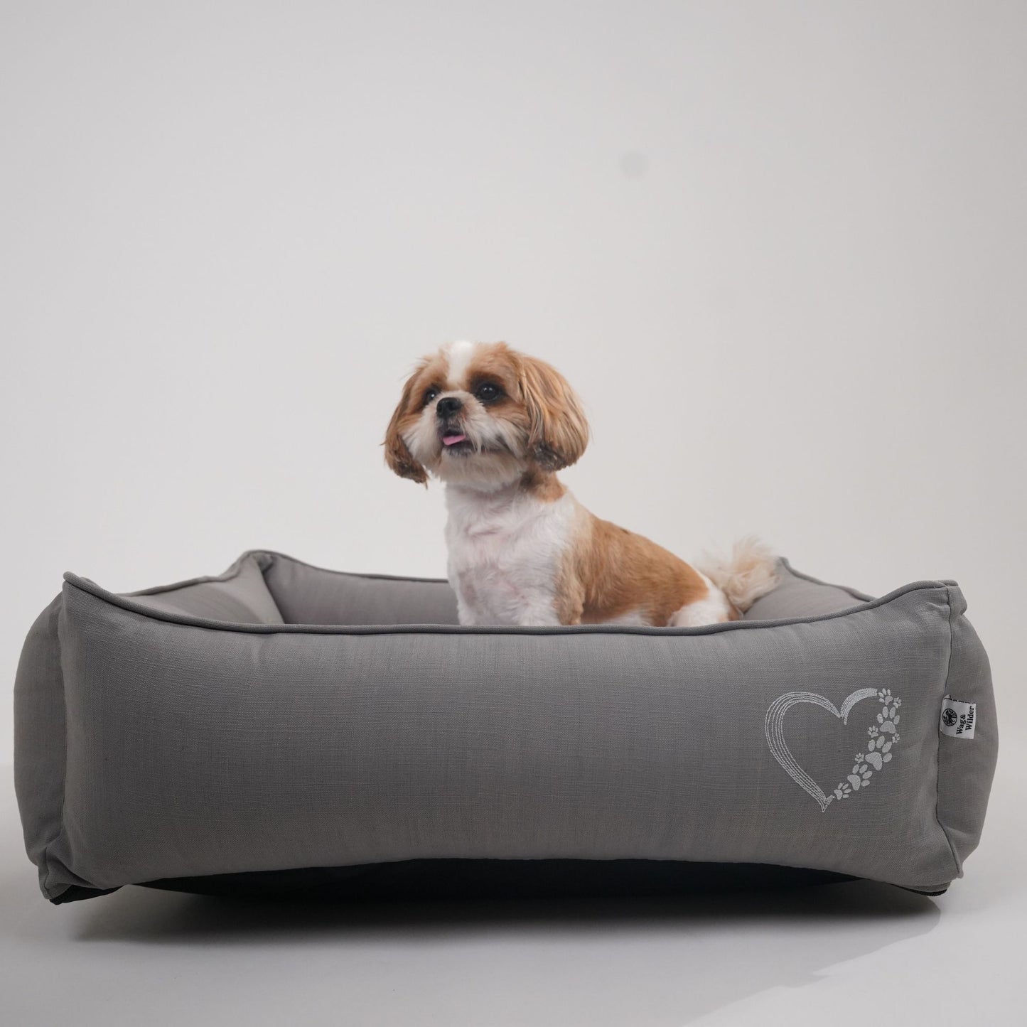 Wag & Wilder Bolster Dog Bed- Grey