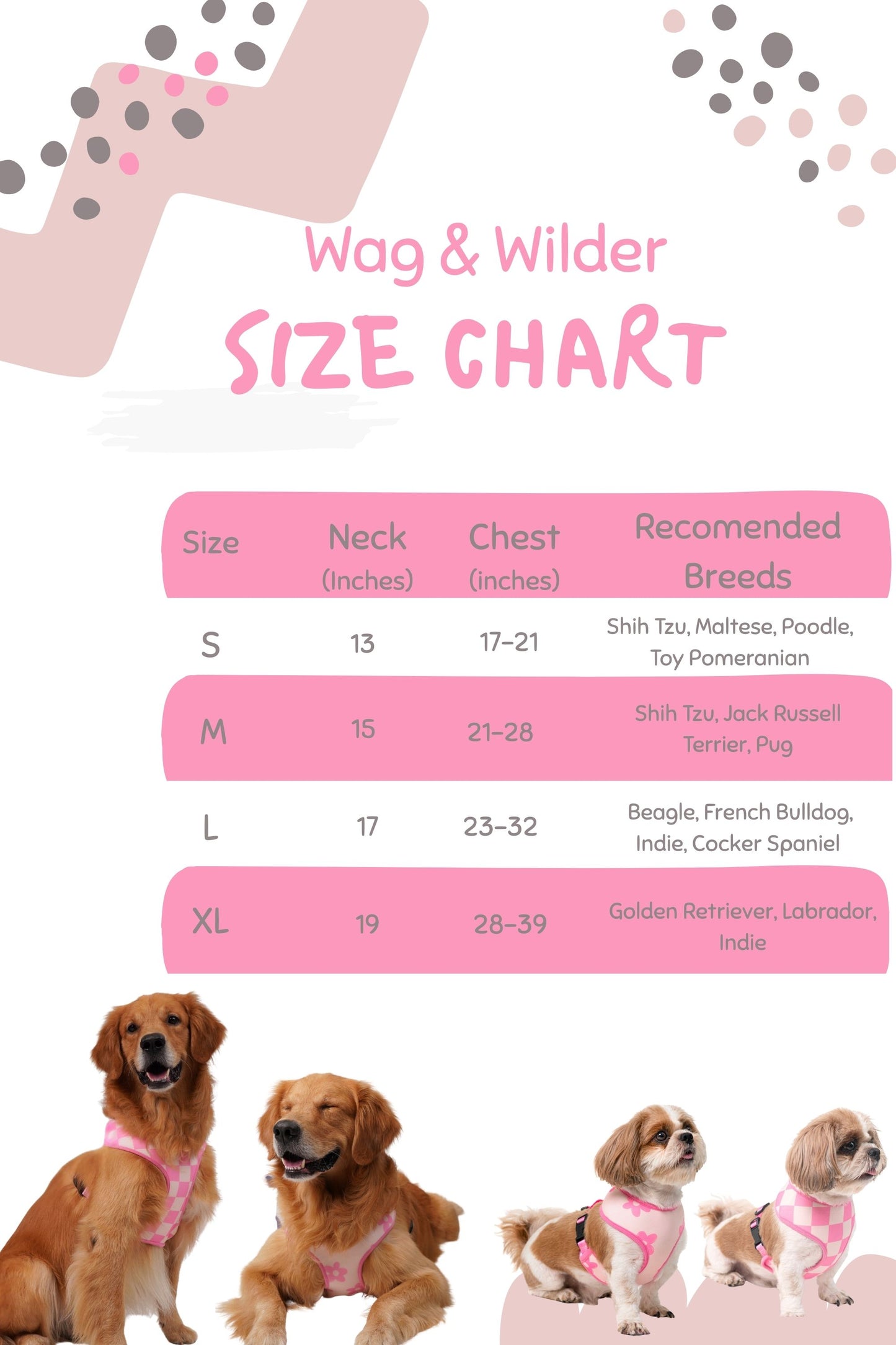Wag & Wilder Reversible Dog Harness - Pink