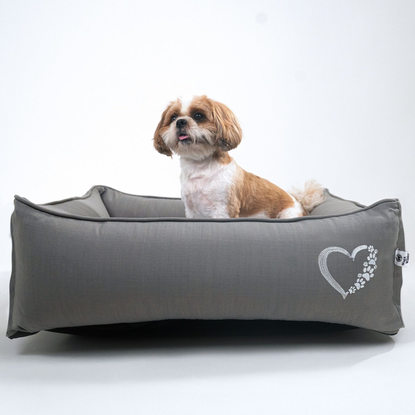 Wag & Wilder Bolster Dog Bed- Grey