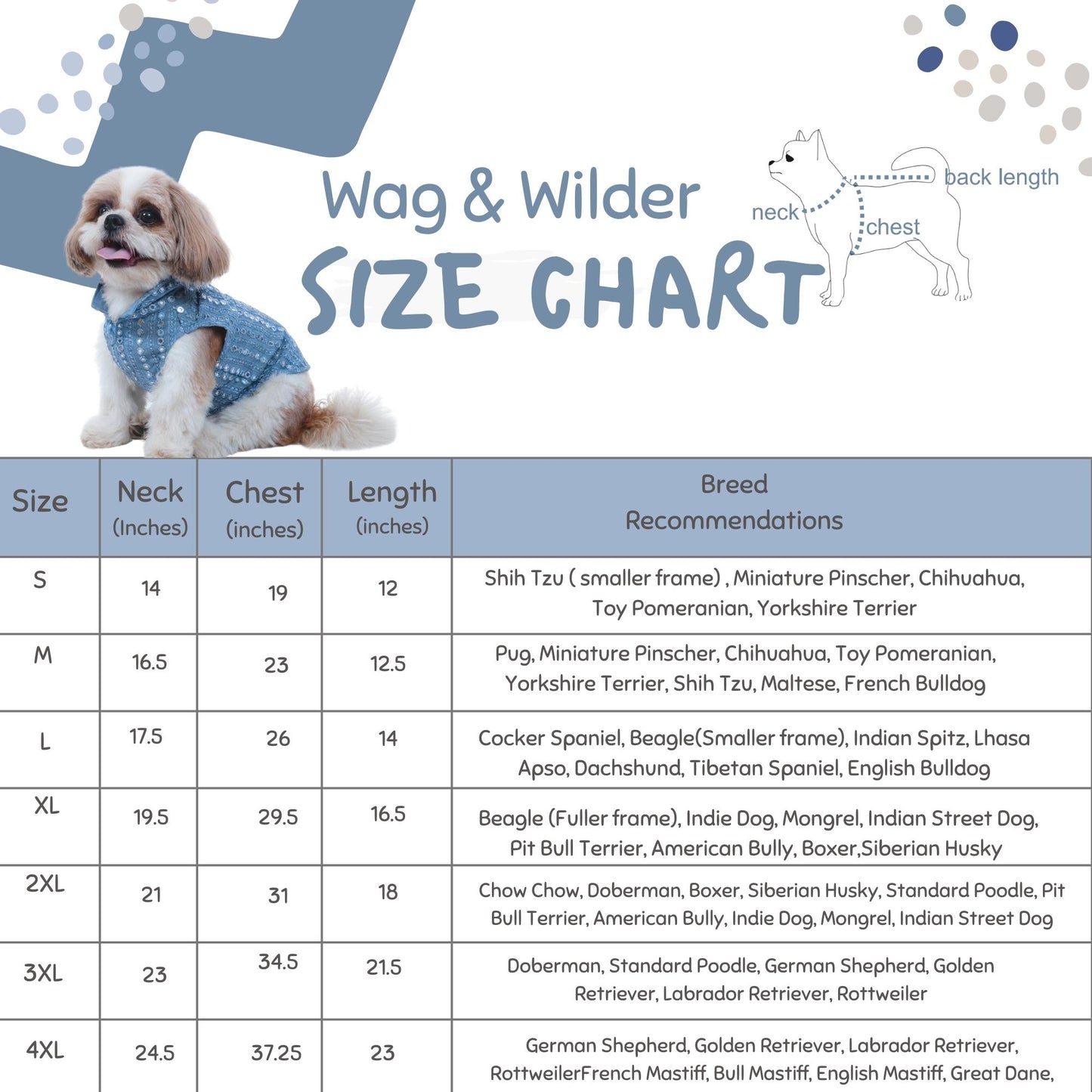 Wag & Wilder Cotton Dog Kurta with Mirror Work