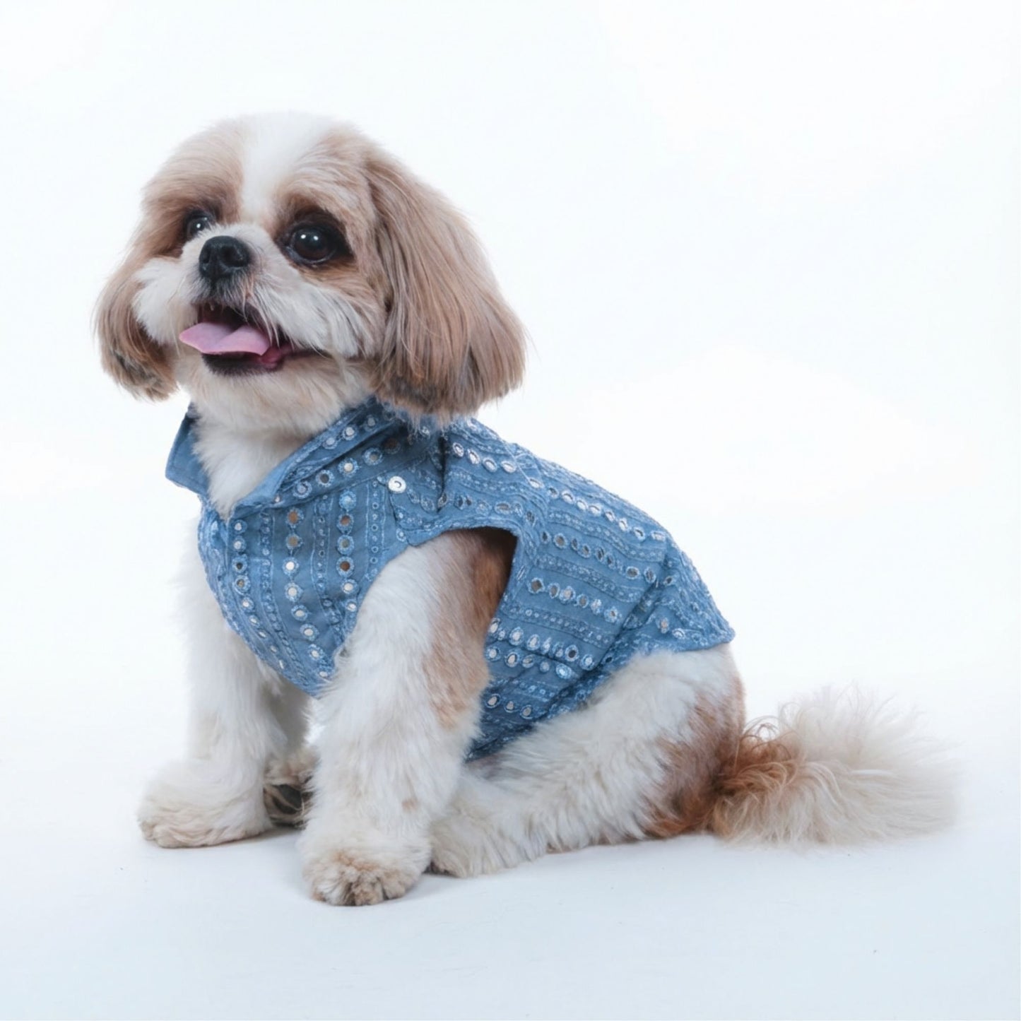 Wag & Wilder Cotton Dog Kurta with Mirror Work