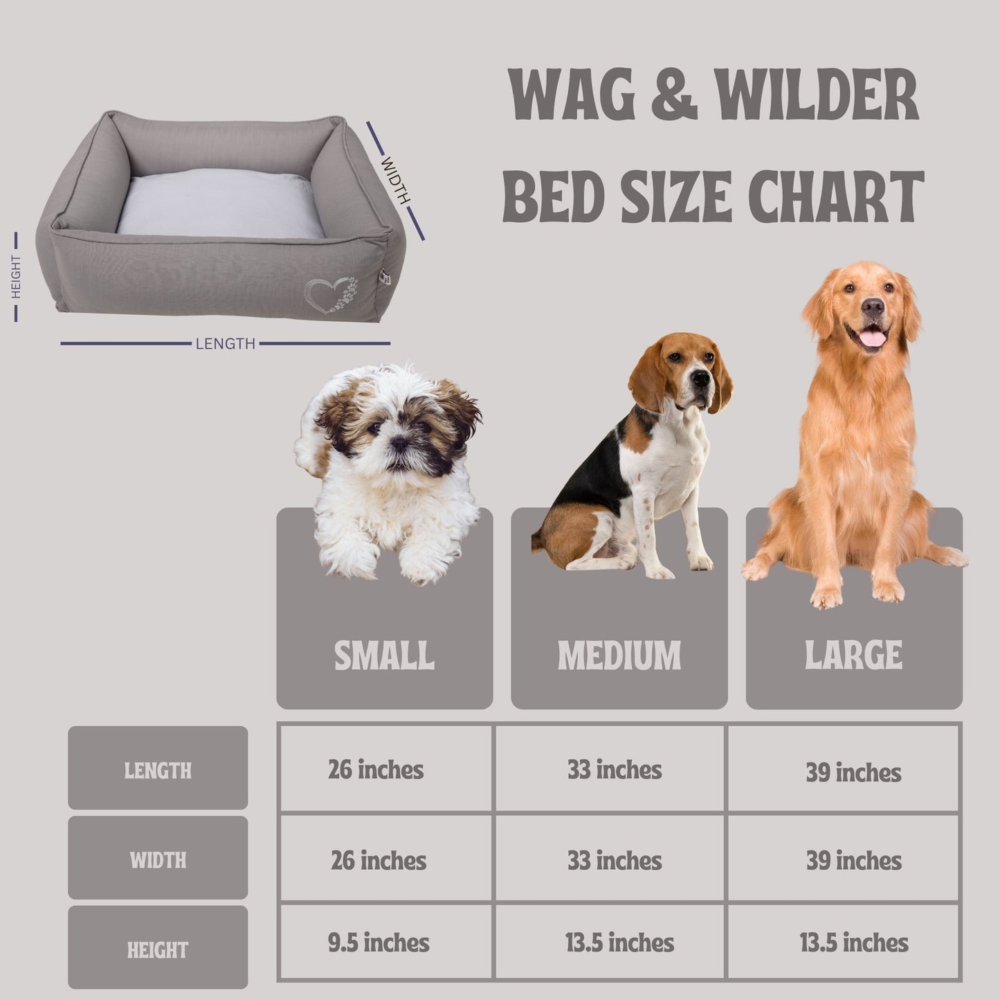 Wag & Wilder Bolster Dog Bed- Grey