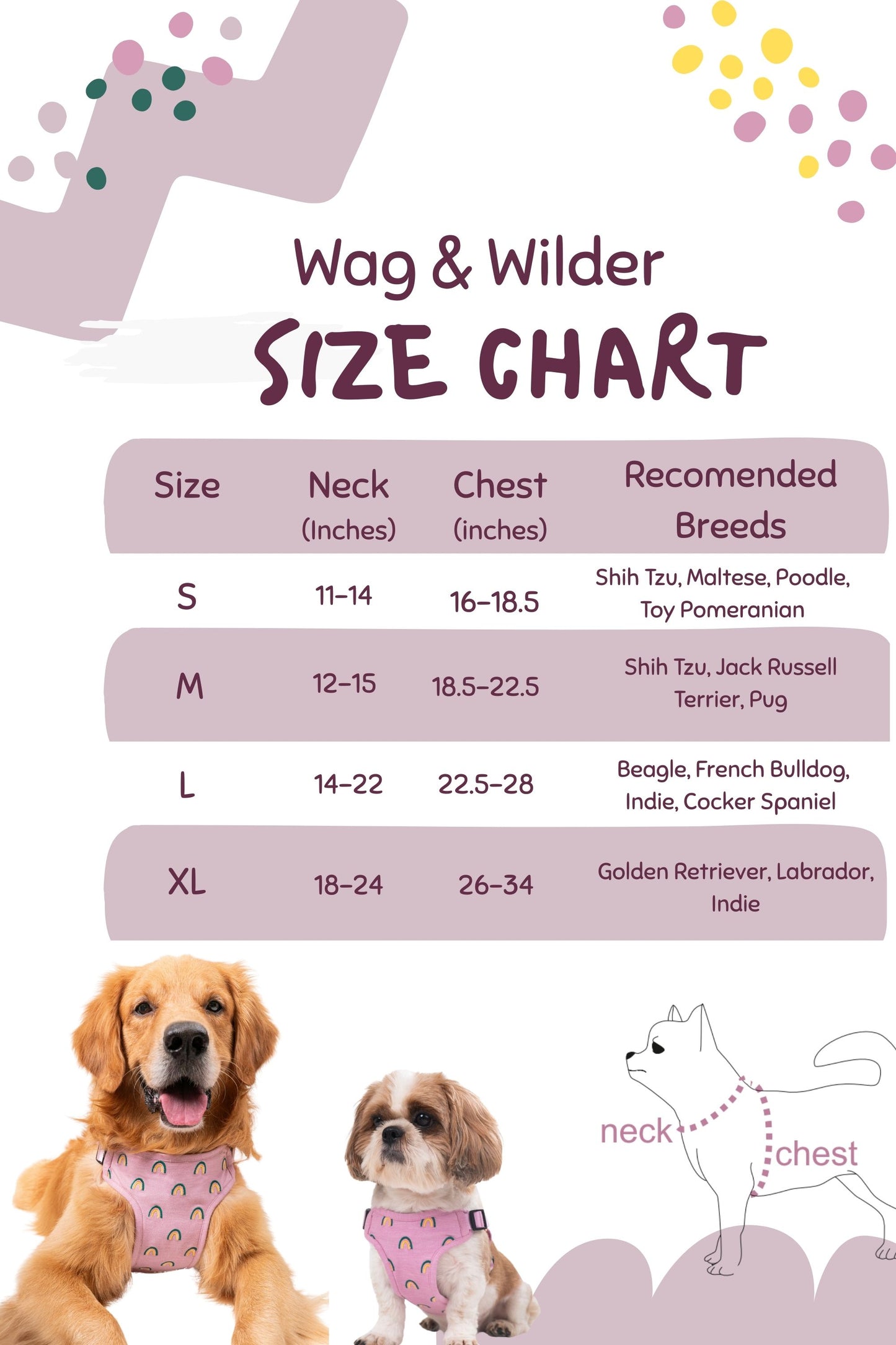 Wag & Wilder Dog Harness- Purple with Embroidery