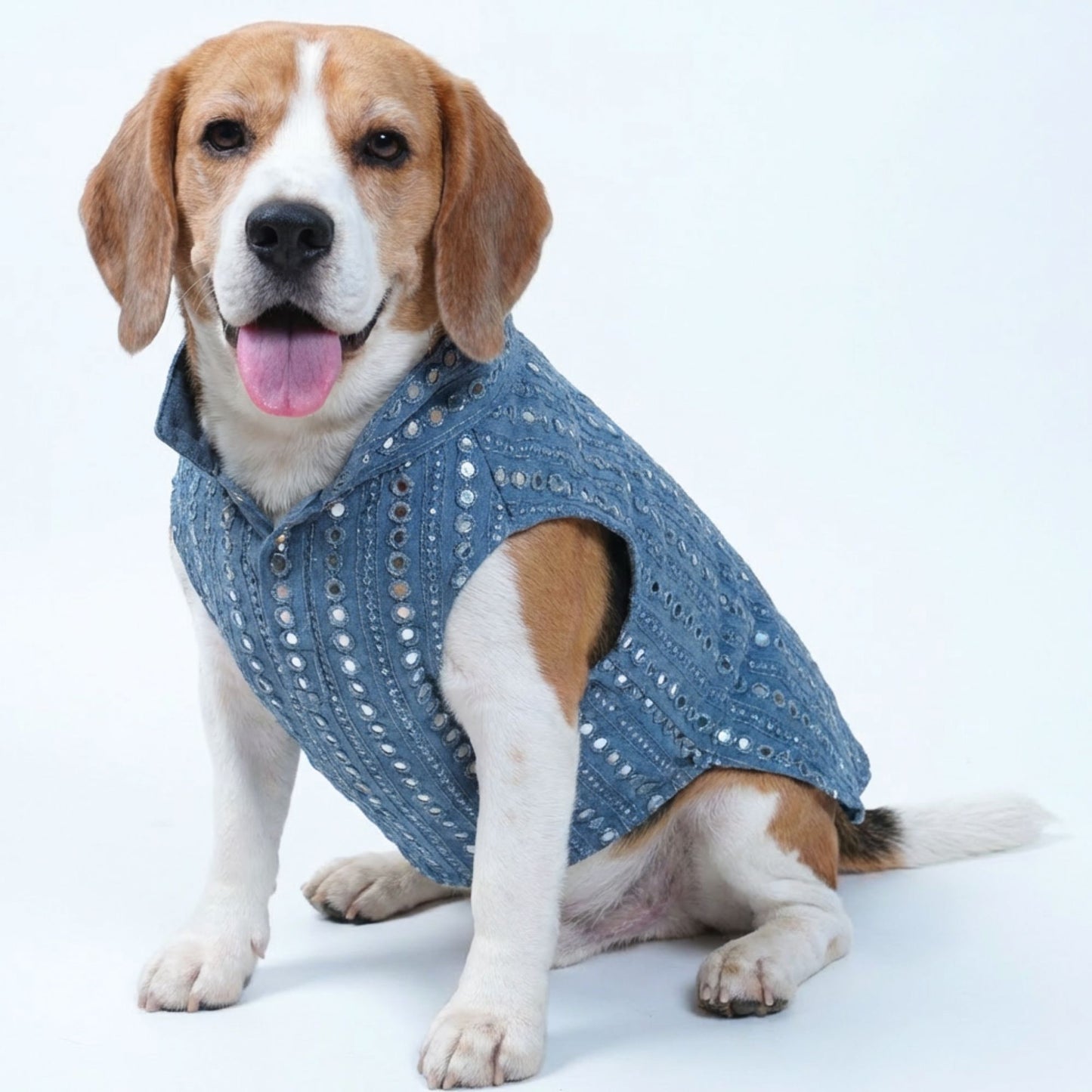 Wag & Wilder Cotton Dog Kurta with Mirror Work