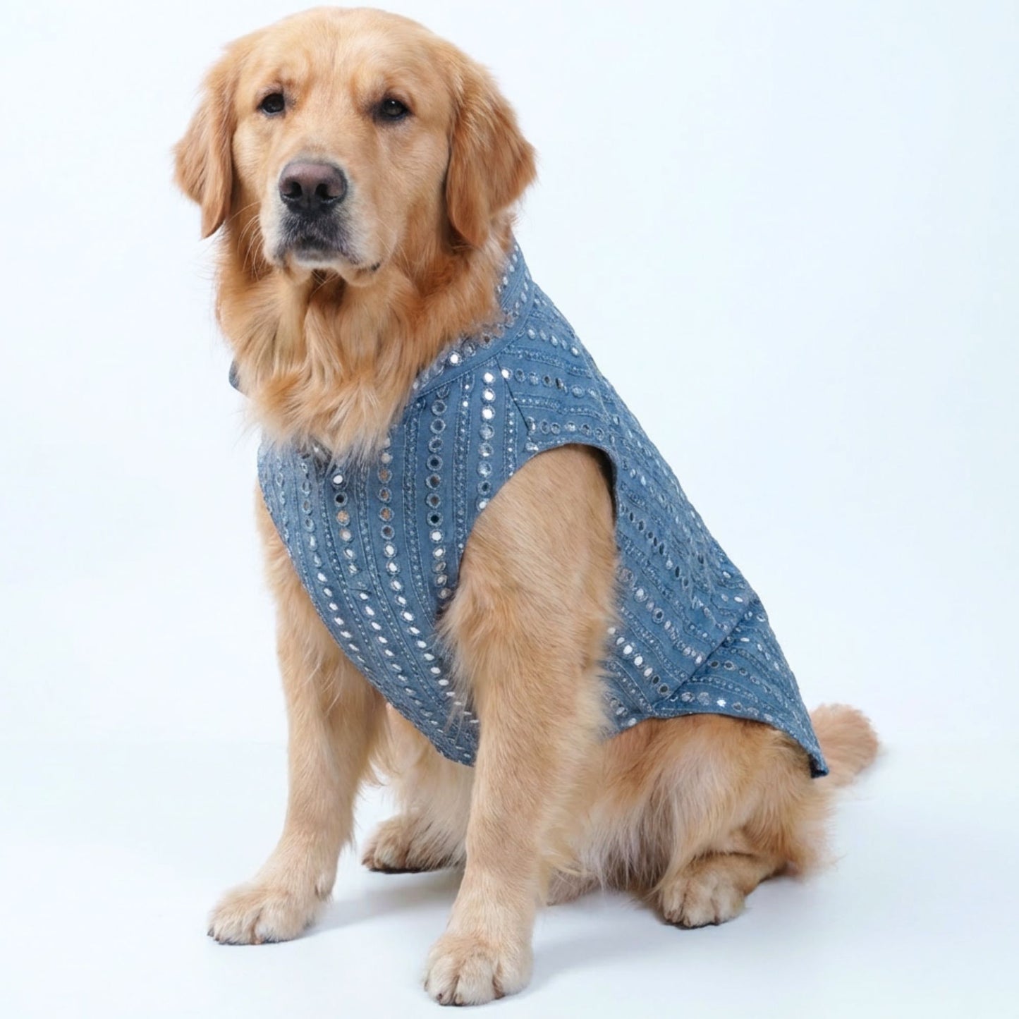 Wag & Wilder Cotton Dog Kurta with Mirror Work