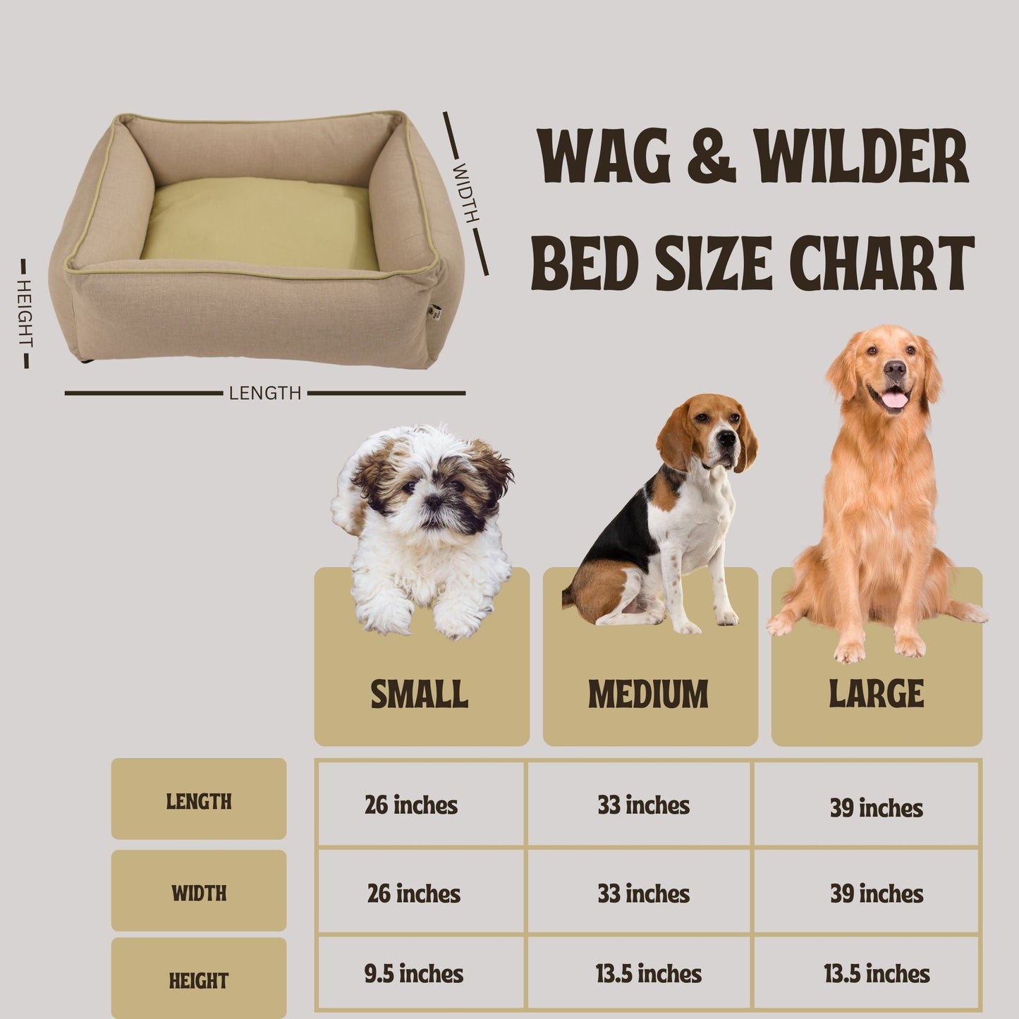 Wag & Wilder Linen-Cotton Dog Bed - Beige & Olive