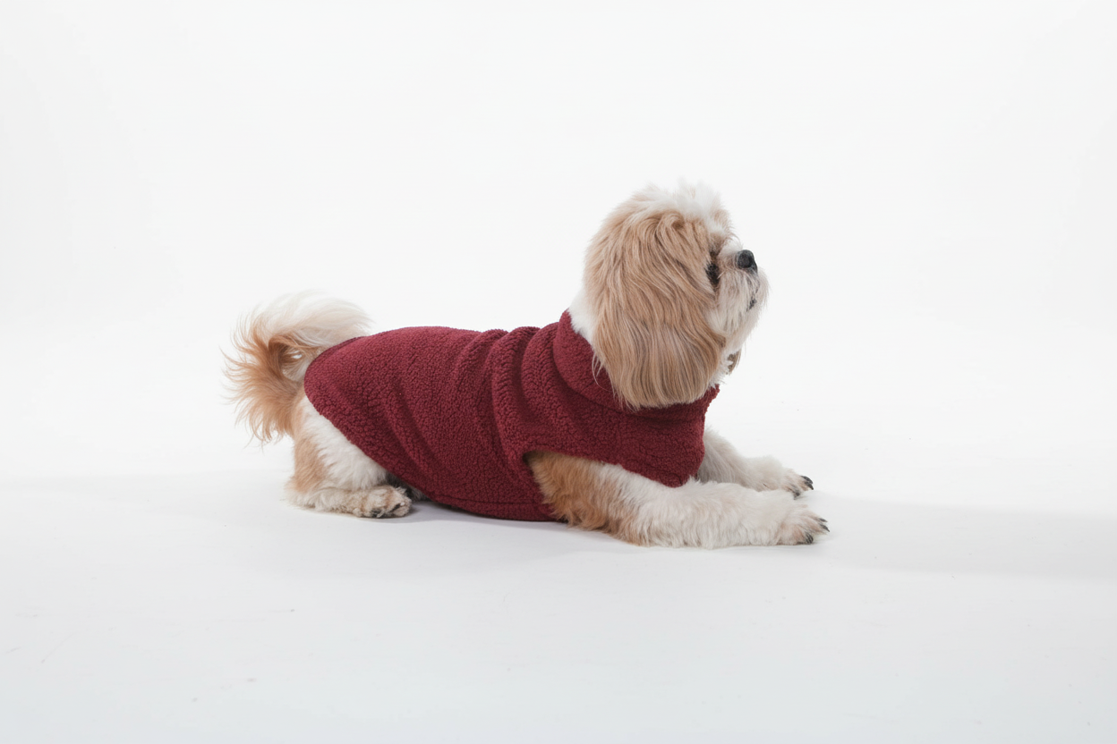 Wag & Wilder Dog Sherpa Sweater- Wine Red