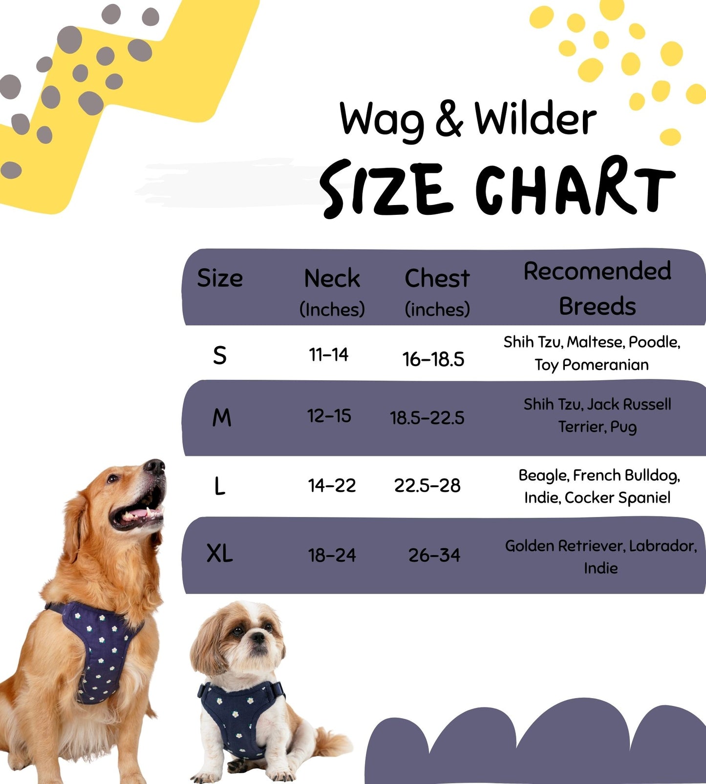 Wag & Wilder Dog Harness- Blue with Embroidery