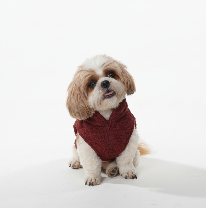 Wag & Wilder Dog Sherpa Sweater- Wine Red