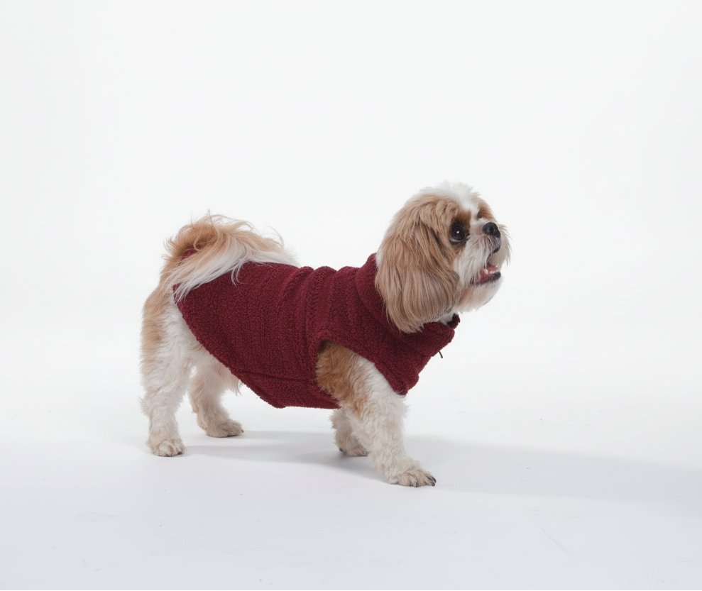 Wag & Wilder Dog Sherpa Sweater- Wine Red