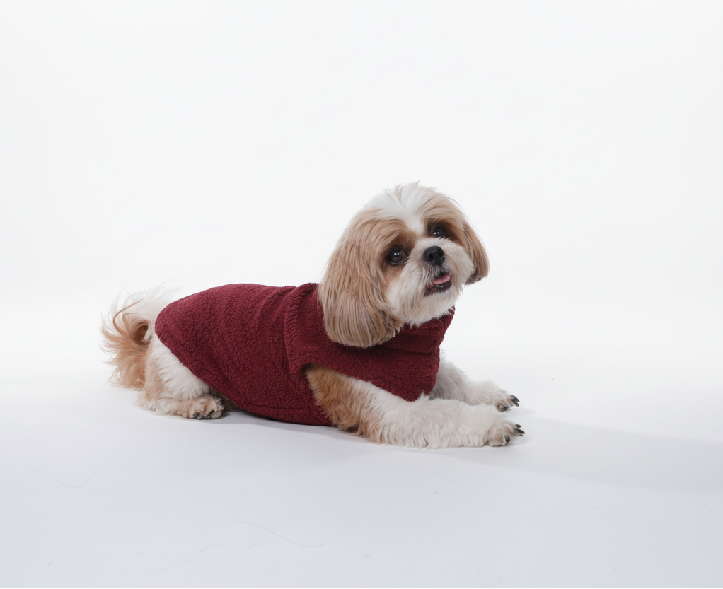 Wag & Wilder Dog Sherpa Sweater- Wine Red