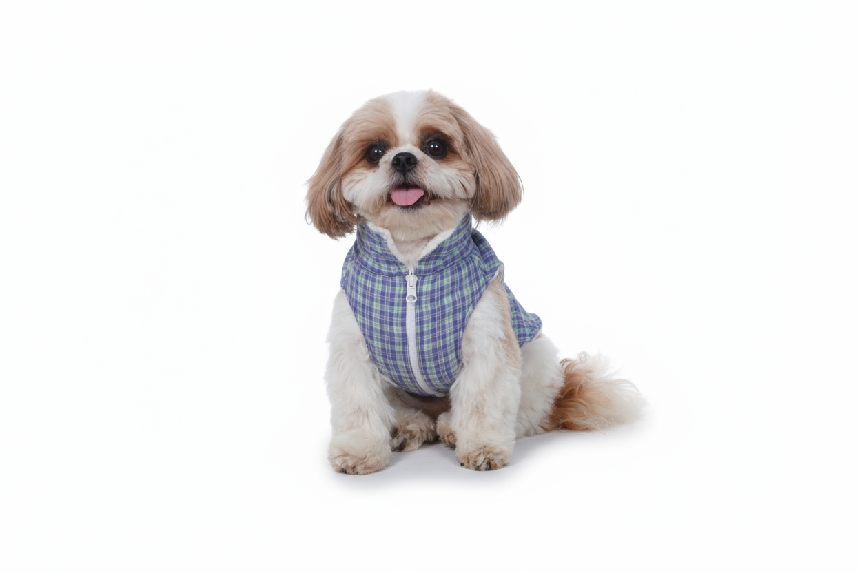 Wag & Wilder Reversible Dog Jacket- Sherpa and Blue Fleece Print