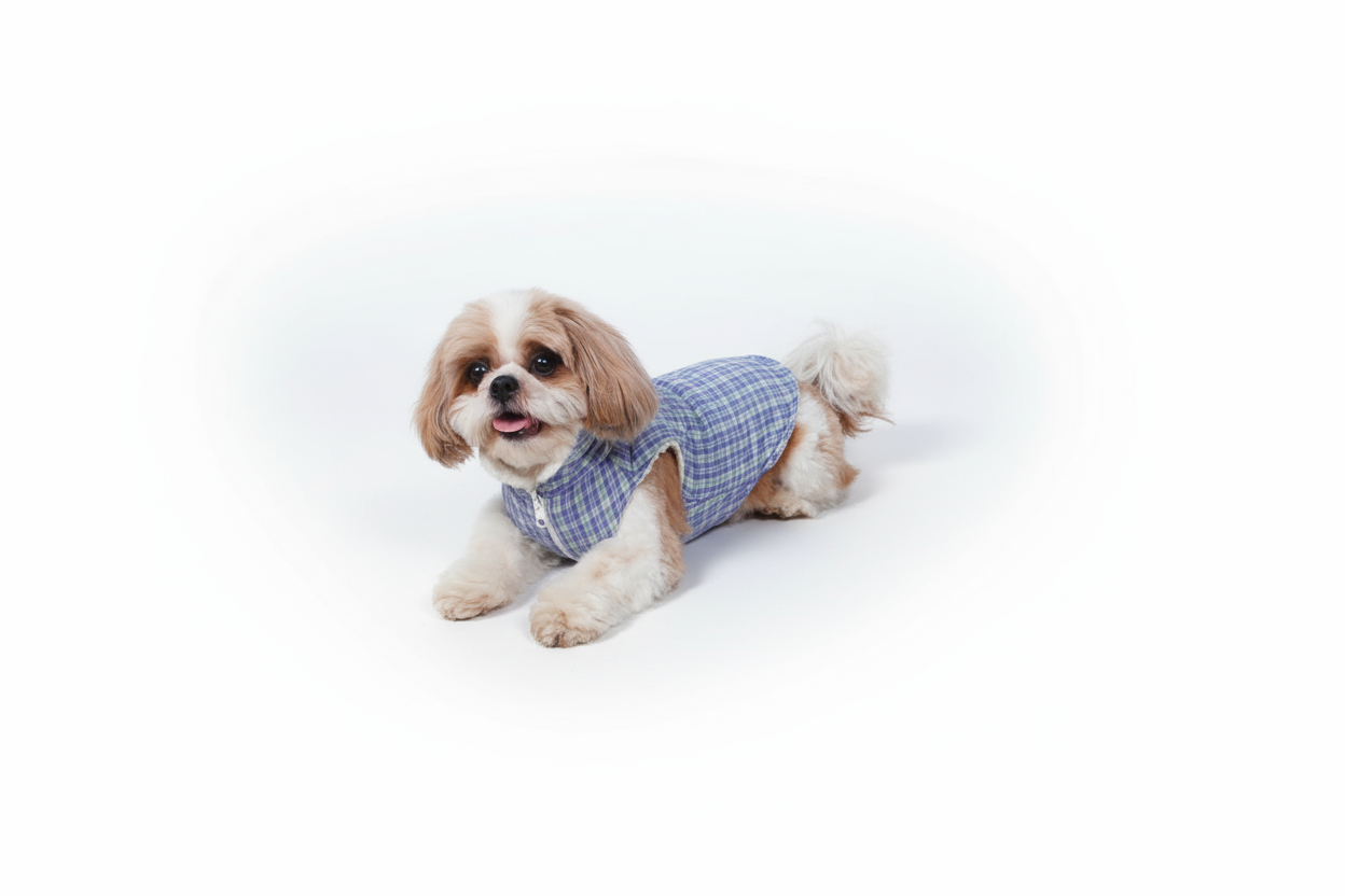 Wag & Wilder Reversible Dog Jacket- Sherpa and Blue Fleece Print